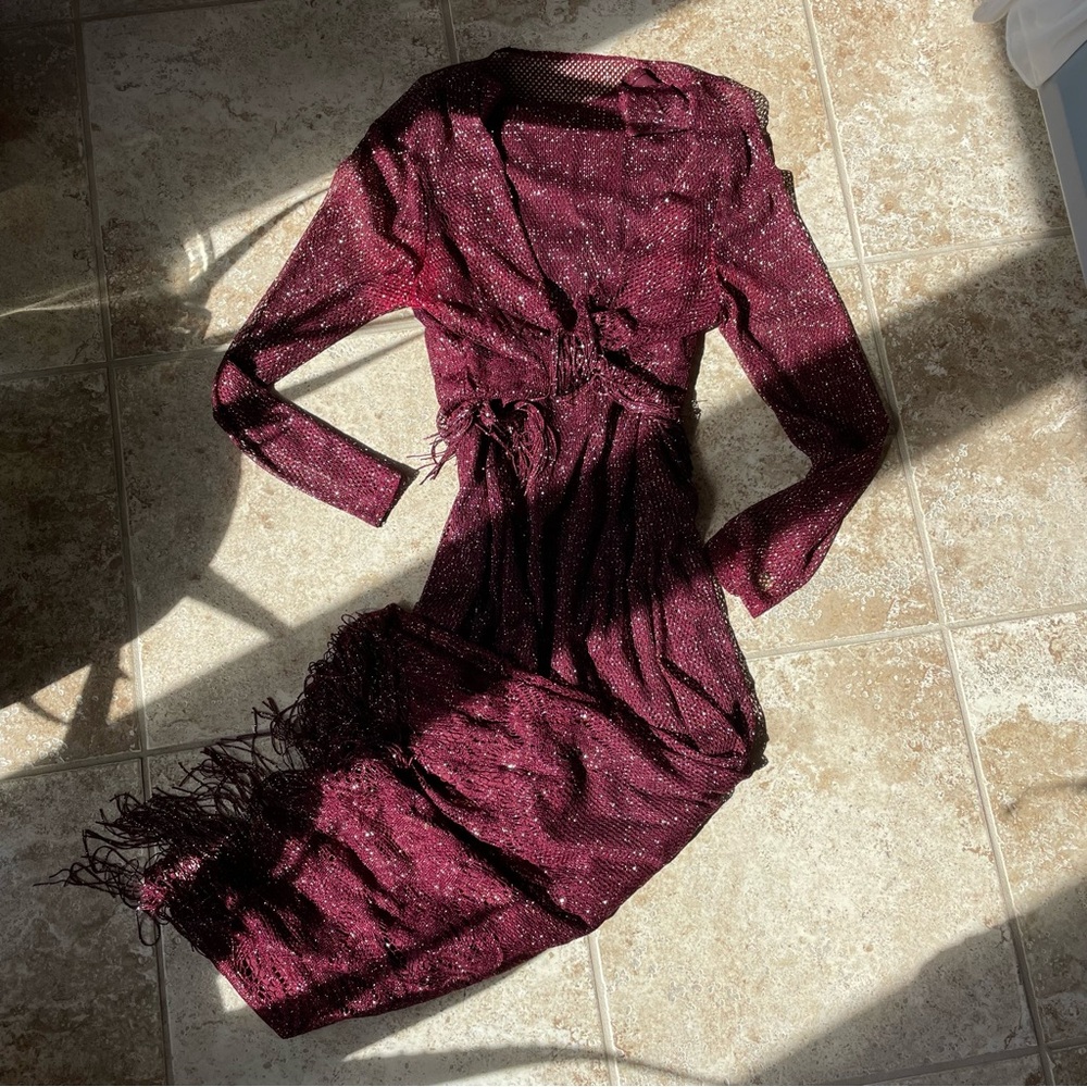 Burgundy Wine Red Grunge Evening Dress